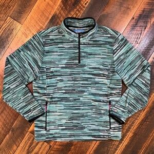 Chubbies Alpine Fleece 1/4 Zip Geometric Mock Neck Pullover Men’s XL Teal Green